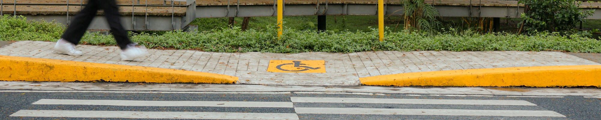 An accessible curb cut and crosswalk